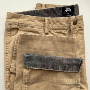 Stüssy Stussy Workwear Pants Mens Washed Canvas Trousers Khaki Brown Size 34